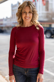 Comfy All Day Burgundy Long Sleeve Tee