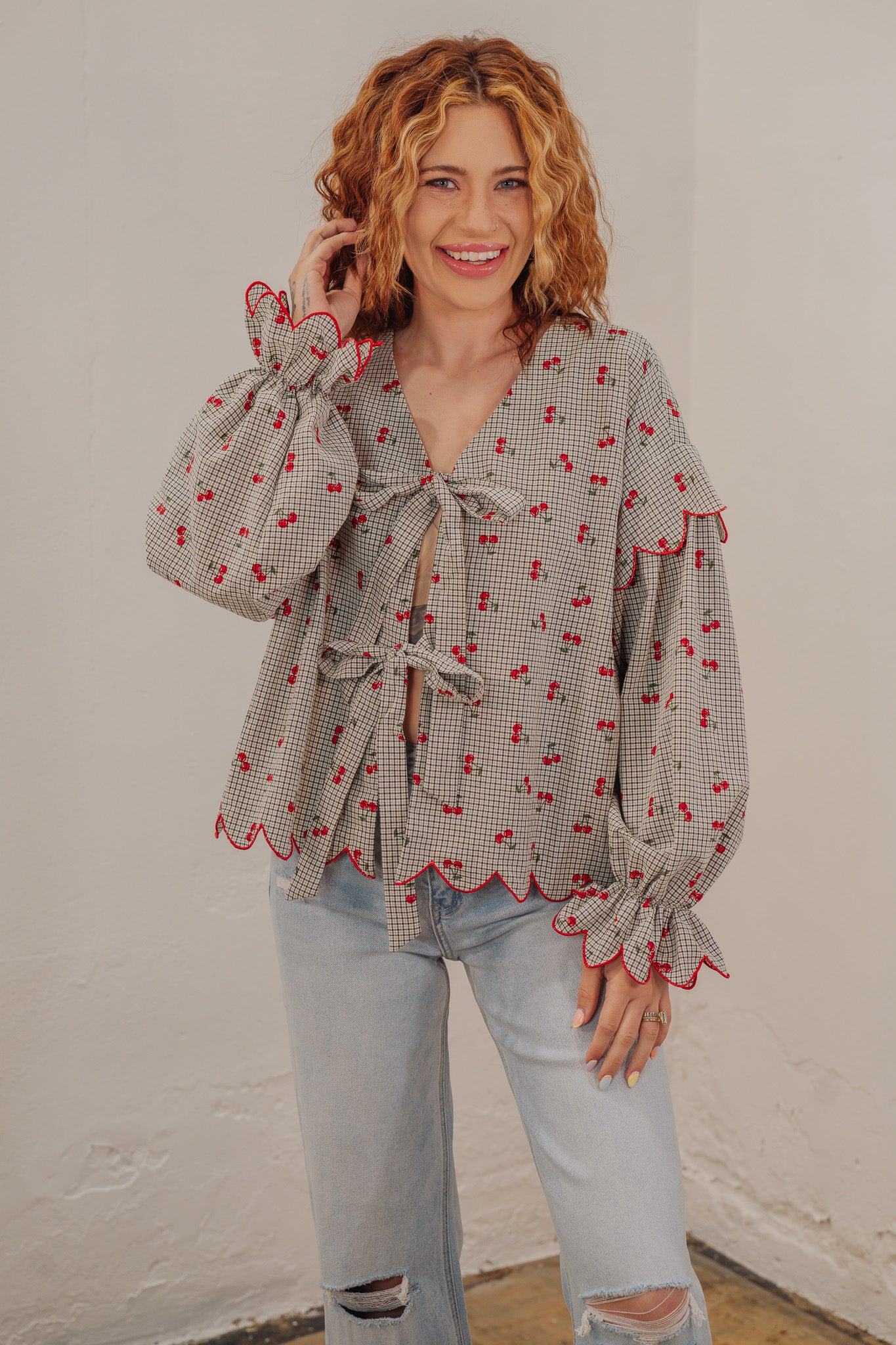 Pickin' Cherries Tie Top