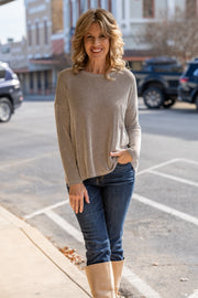 Ashlee Brown Ribbed Striped Top