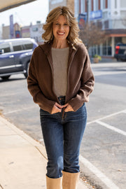 Cozy Corner Brown Zip Sweater