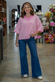 Charity Pink Striped Cardigan
