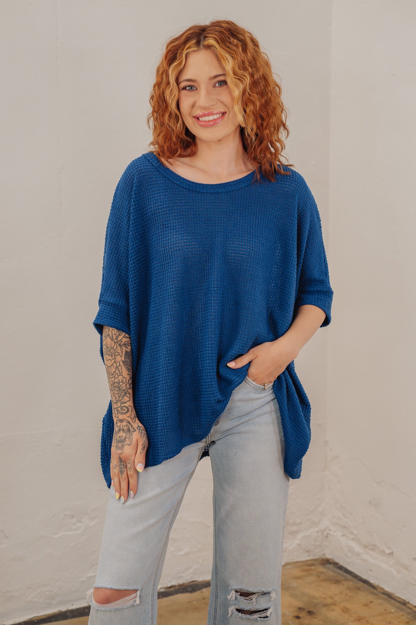Lola Light Navy Oversized Top