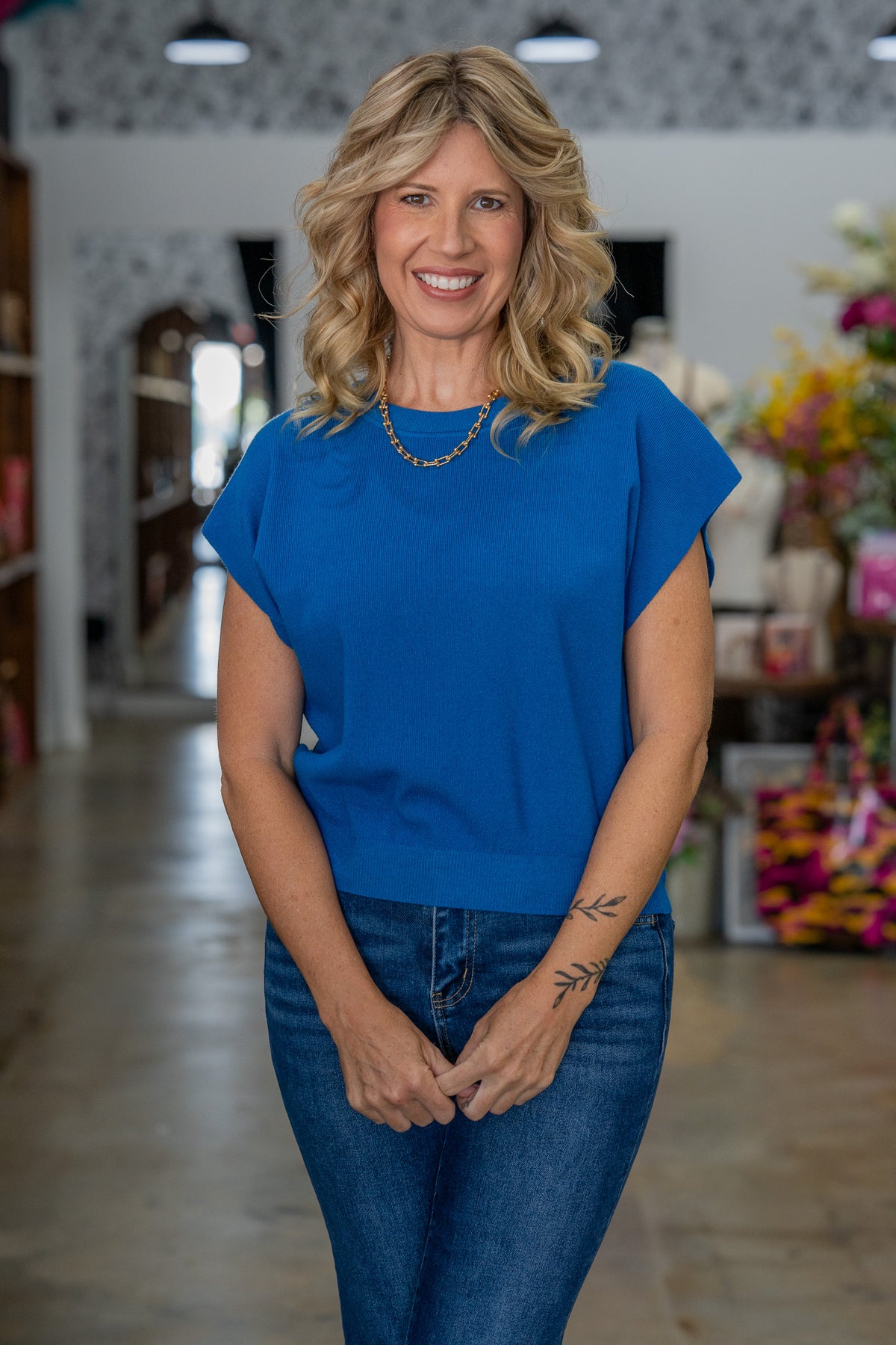 Vanessa Ocean Blue Dolman Top
