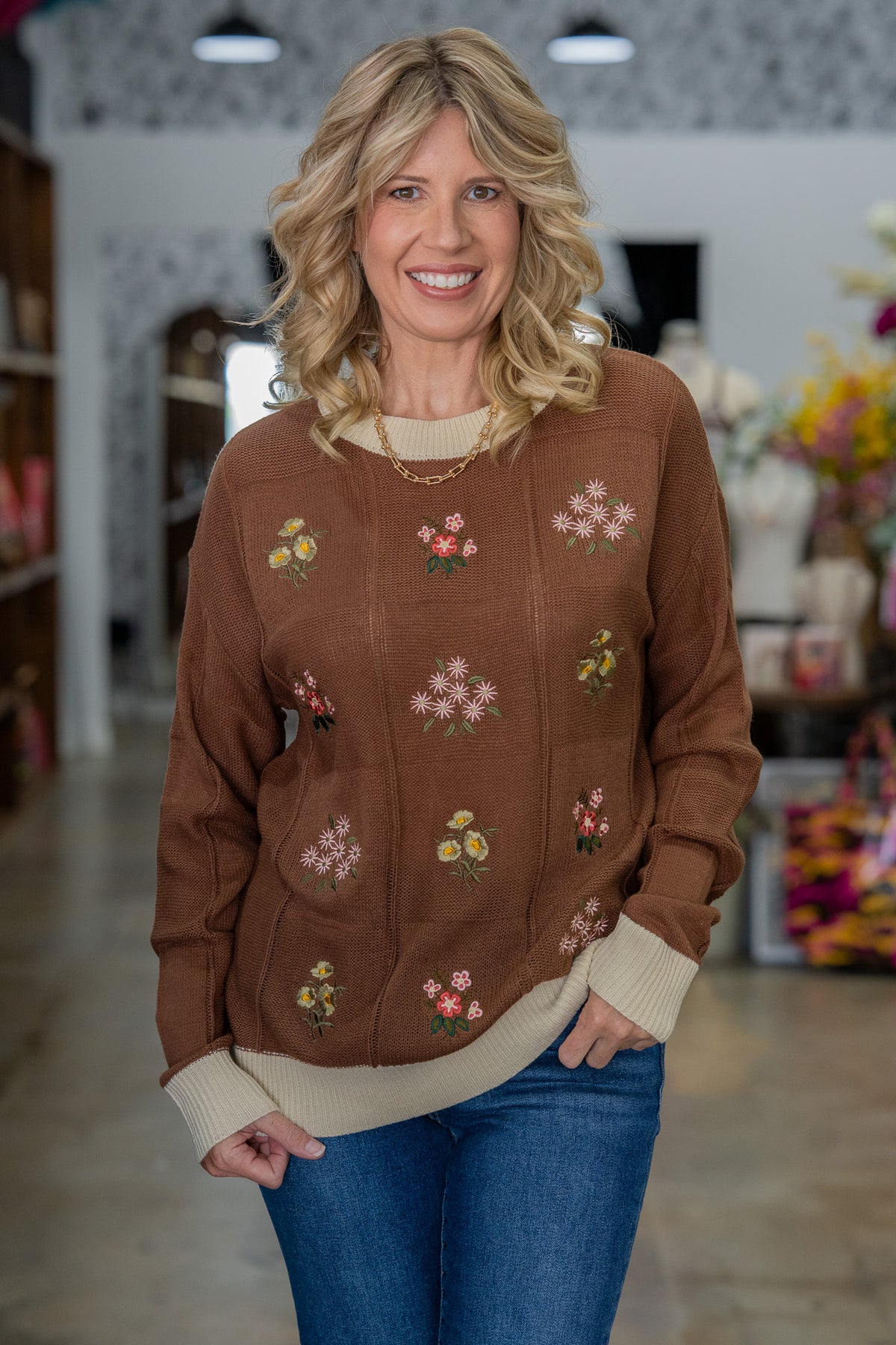 Autumn Avenue Embroidery Sweater