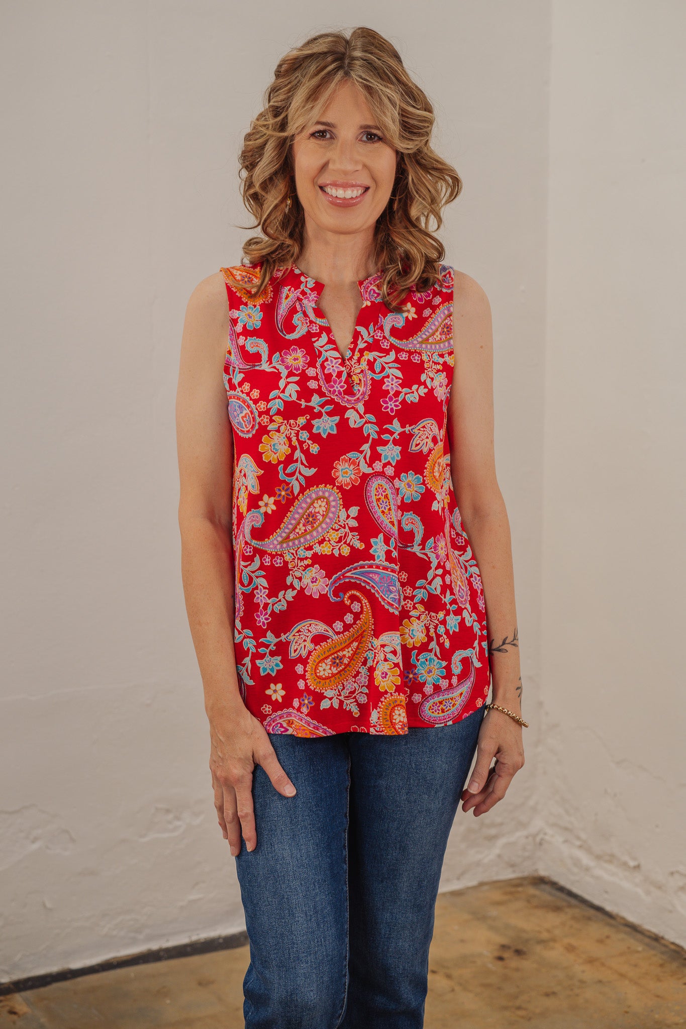 Randi Red Floral Tank