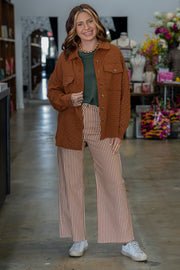 Quilted Copper Button-Up Top