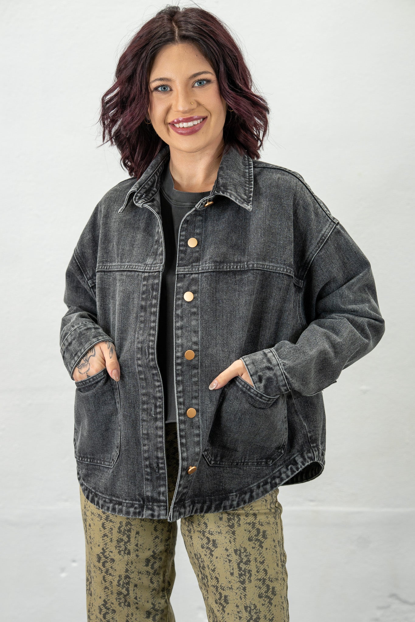 Follow Me Ash Black Denim Jacket