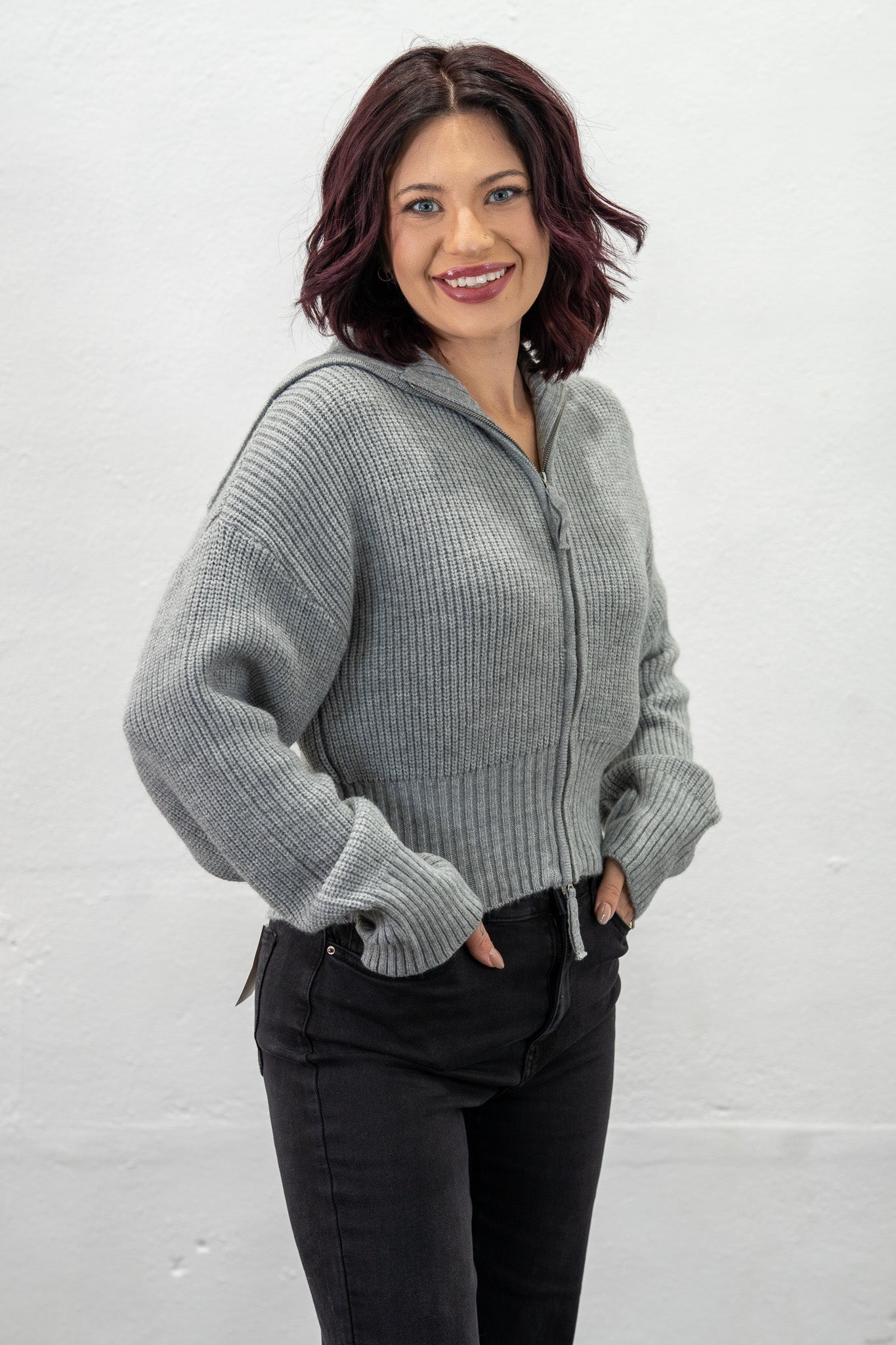 Cozy Corner Grey Zip Sweater
