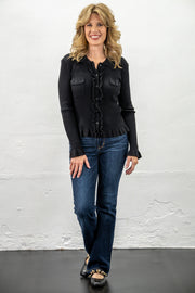 Danika Black Ruffle Top