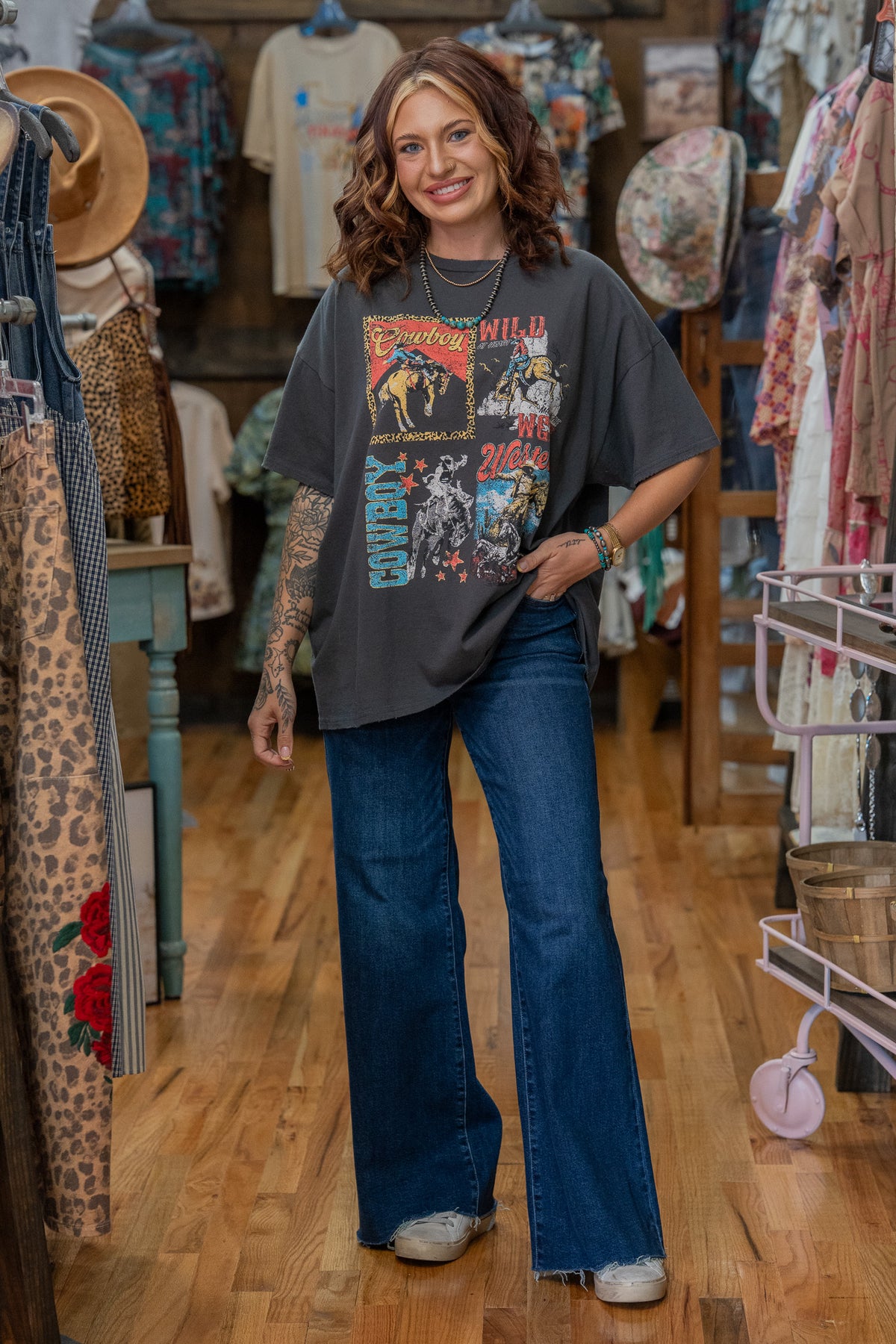 Cowboy Collage Graphic Oversized Tee