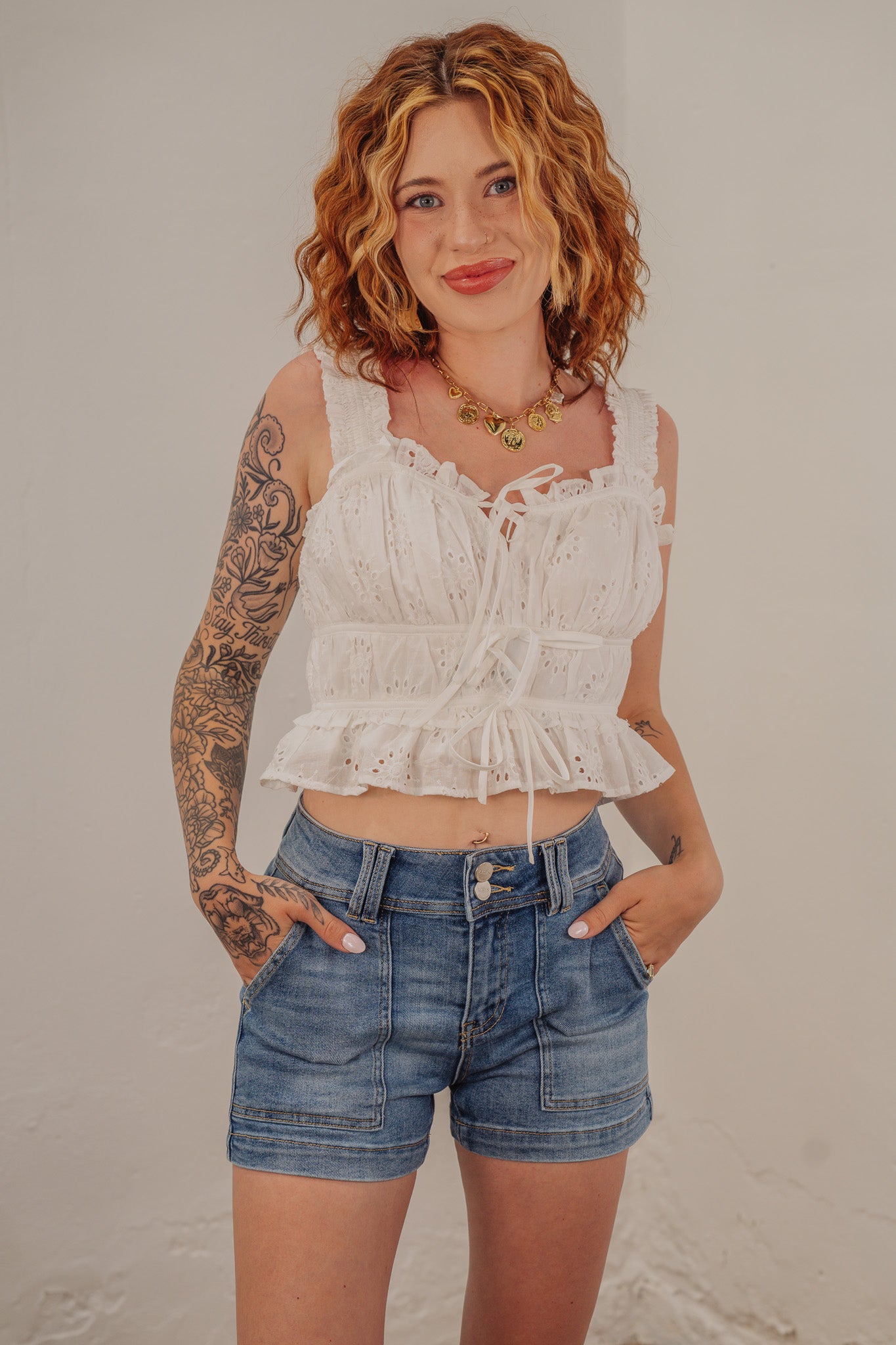 Ida White Bow Top
