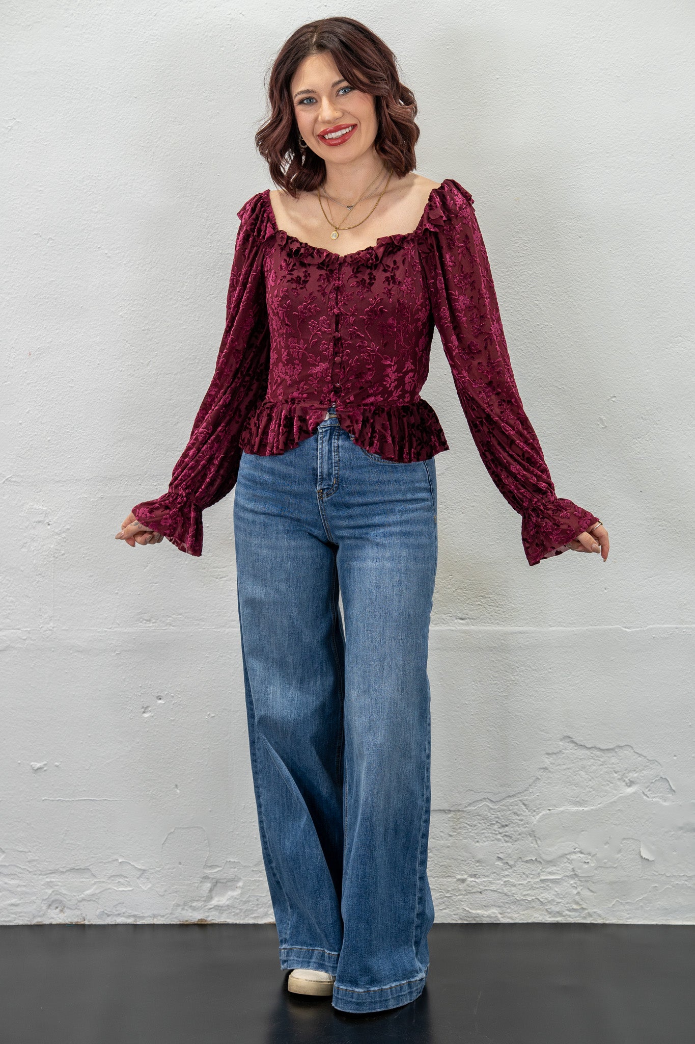 Midnight Petals Burnout Top