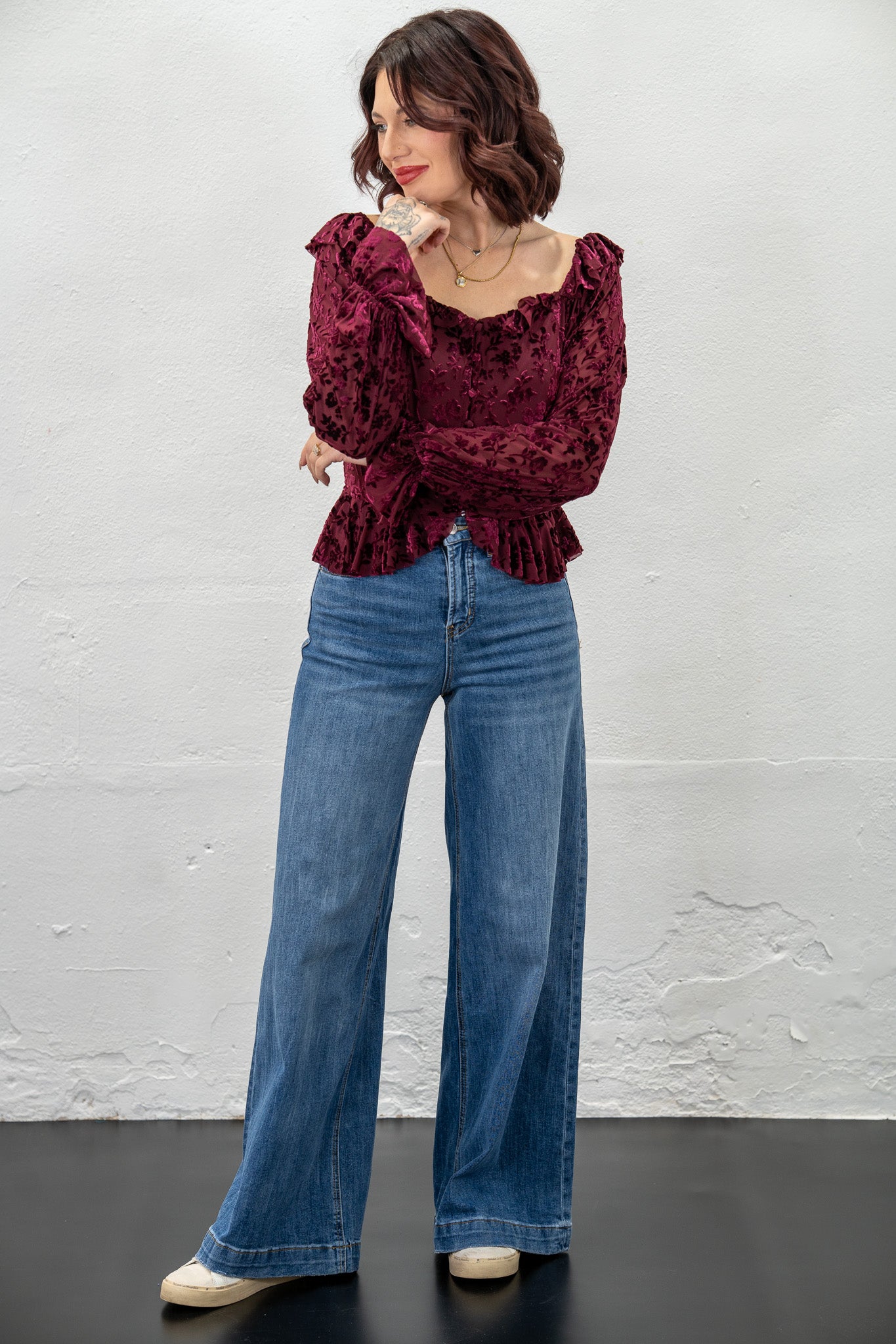 Midnight Petals Burnout Top