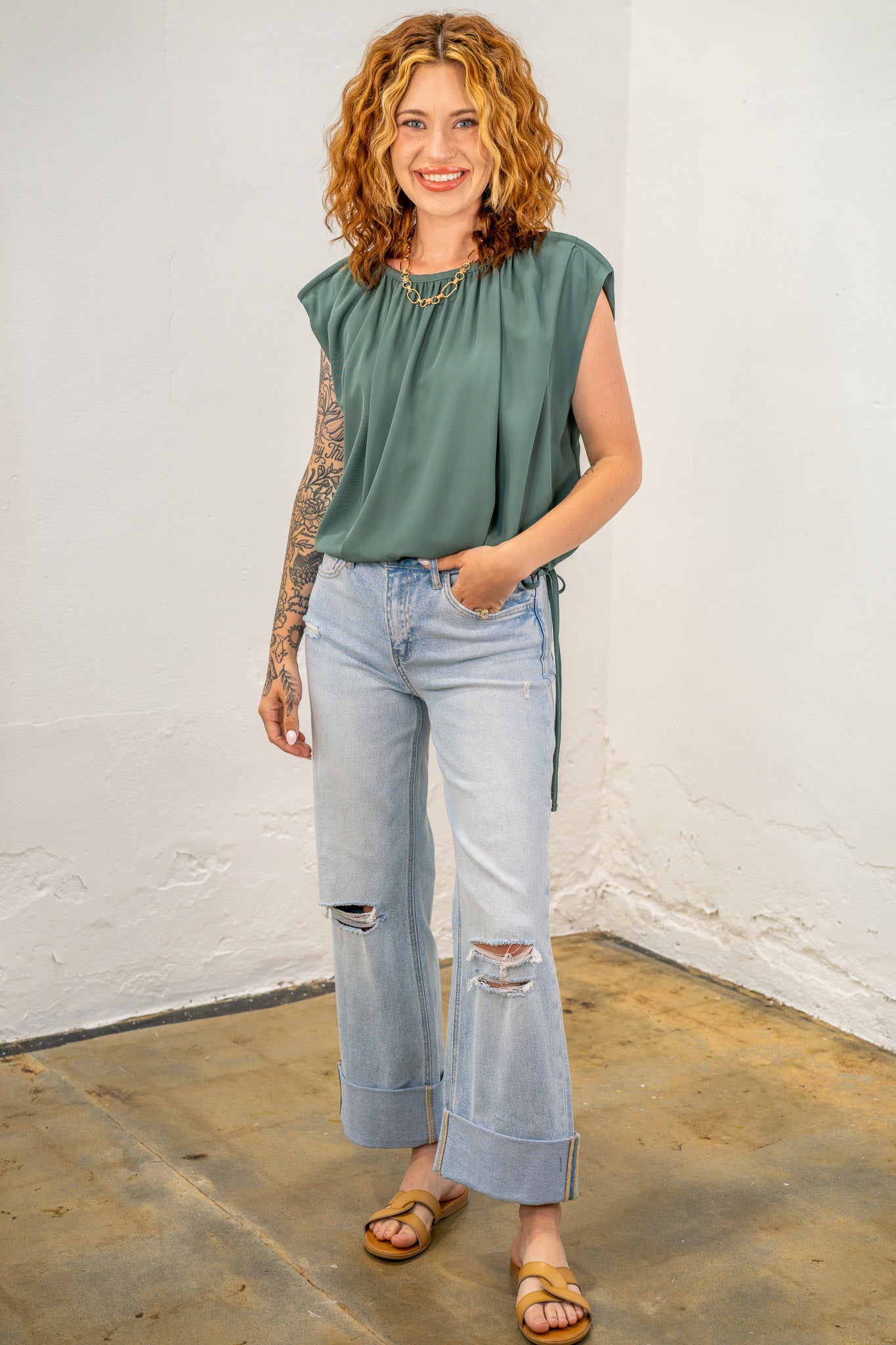 Mandi Cuffed Wide Leg Jeans