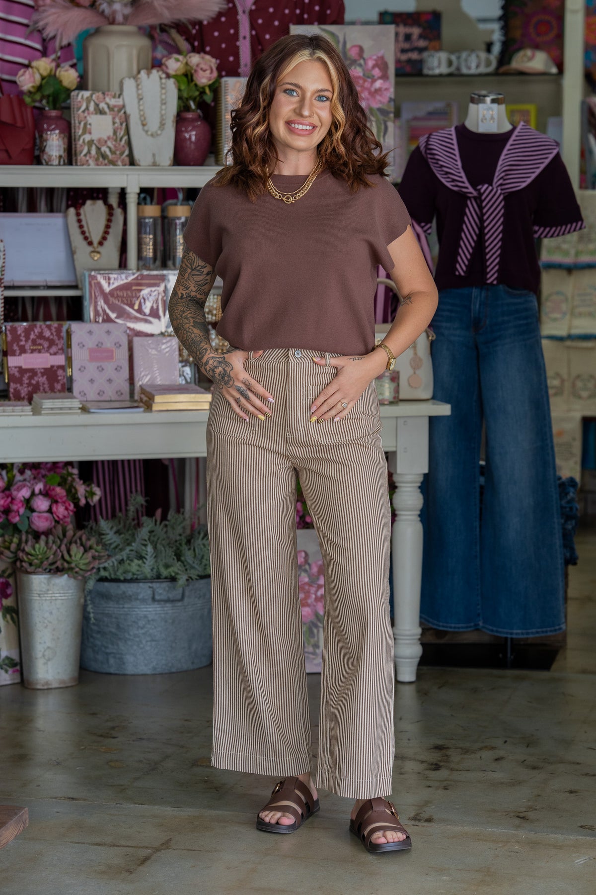 Stripe Theory Brown Pants