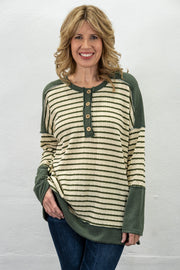 Laid-Back Olive Ribbed Top