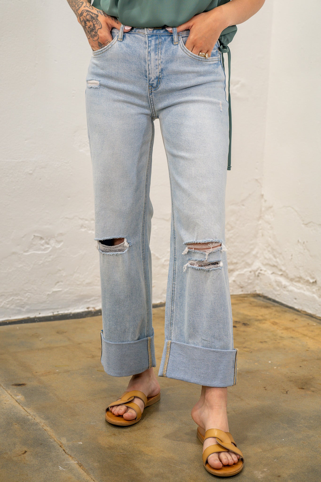 Mandi Cuffed Wide Leg Jeans