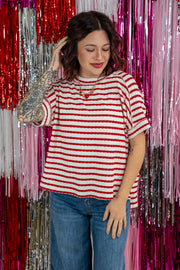 Sweetheart Stripe Red Boxy Tee