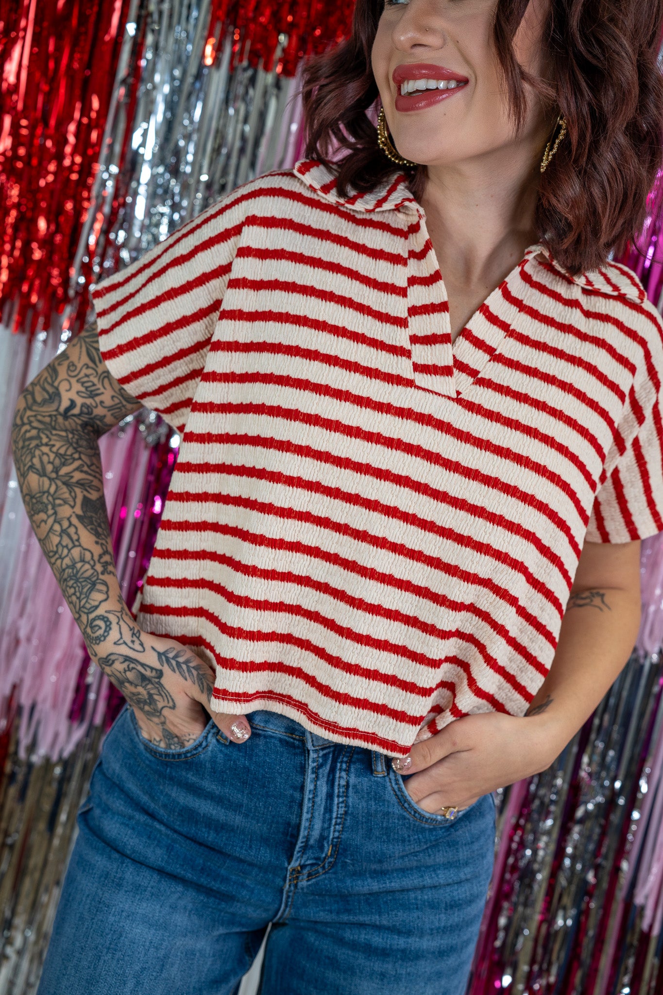 Retro Crush Red Polo Tee