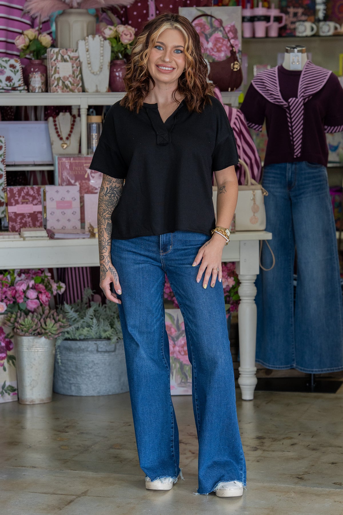 Debbie Black French Terry Top