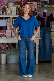 Debbie Navy French Terry Top