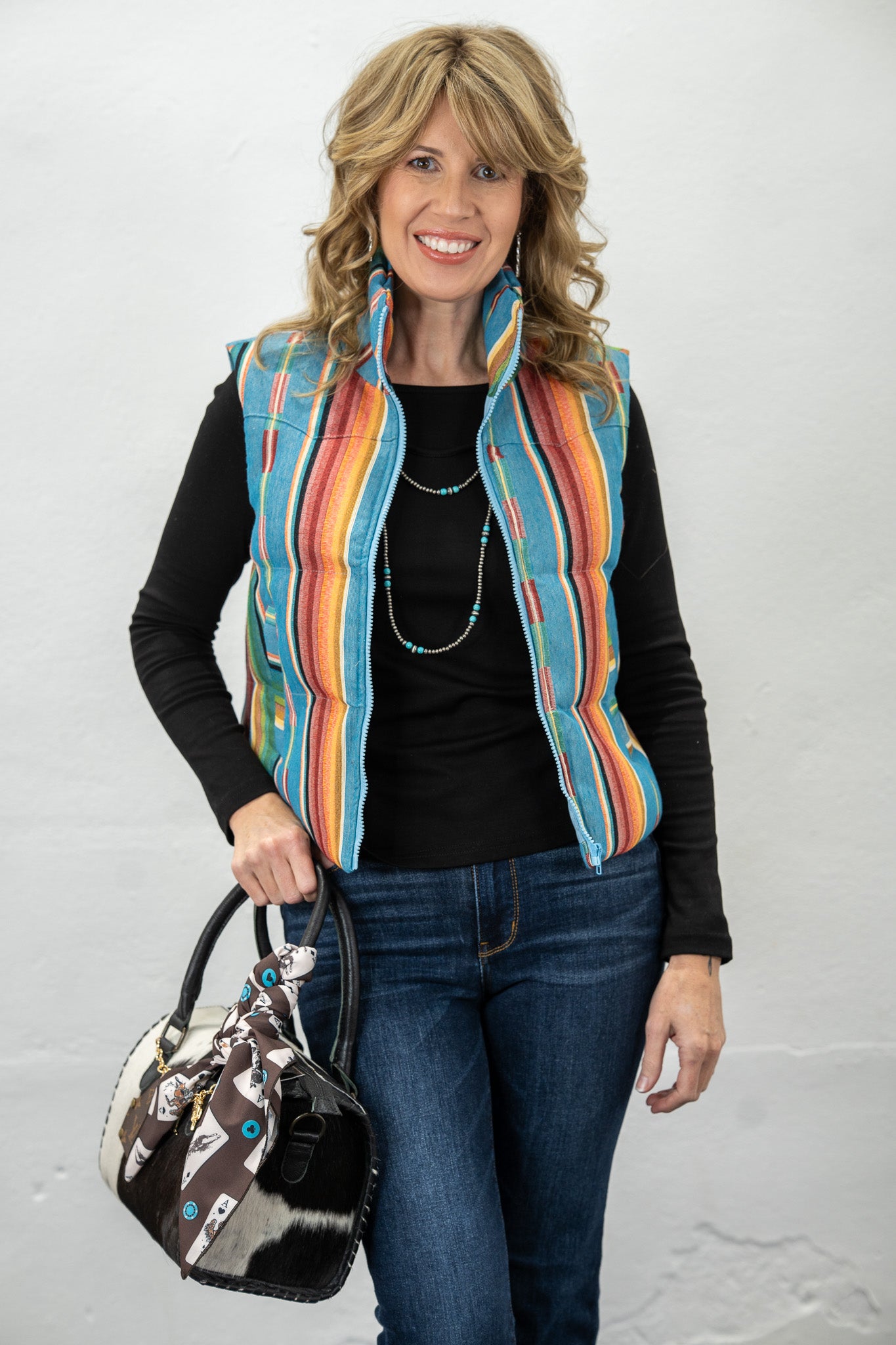 Rio Rainbow Turquoise Serape Vest