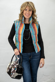 Rio Rainbow Turquoise Serape Vest