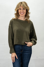Everyday Ease Dark Olive Boxy Tee