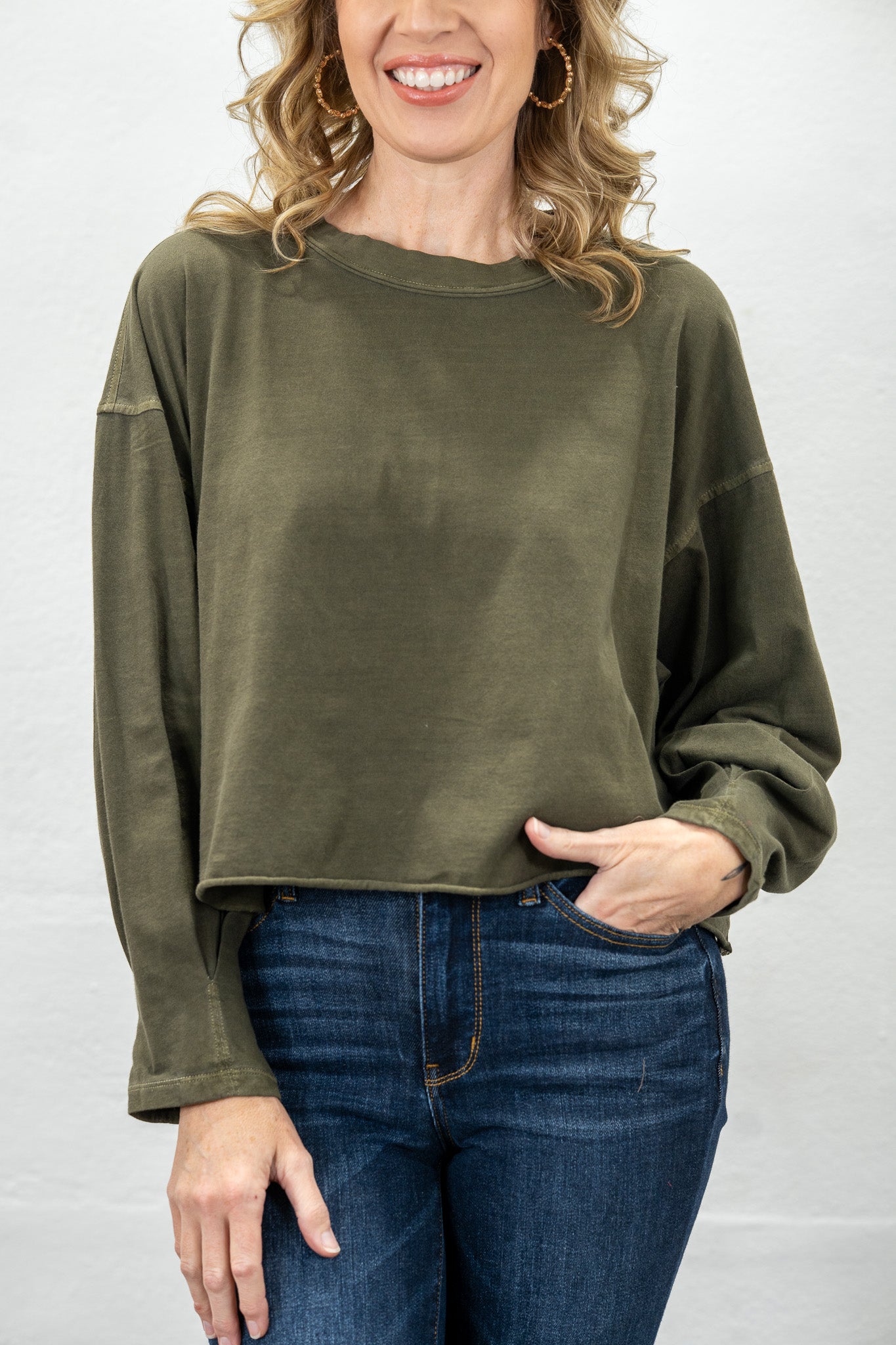 Everyday Ease Dark Olive Boxy Tee