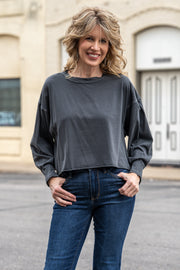 Everyday Ease Ash Black Boxy Tee