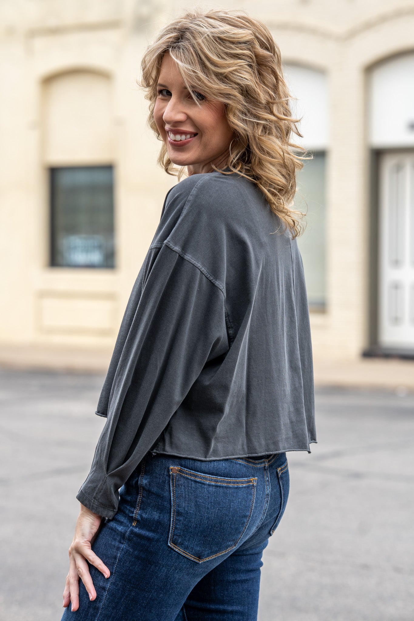 Everyday Ease Ash Black Boxy Tee