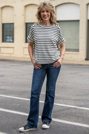 Sweetheart Stripe Black Boxy Tee