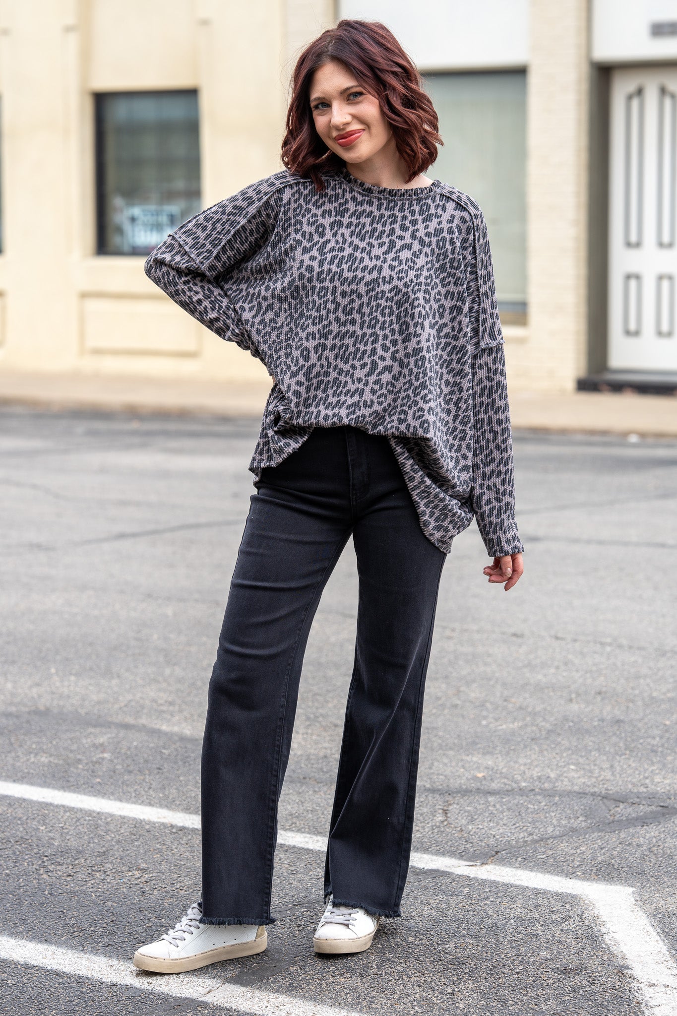 Jasmine Grey Urban Leopard Top