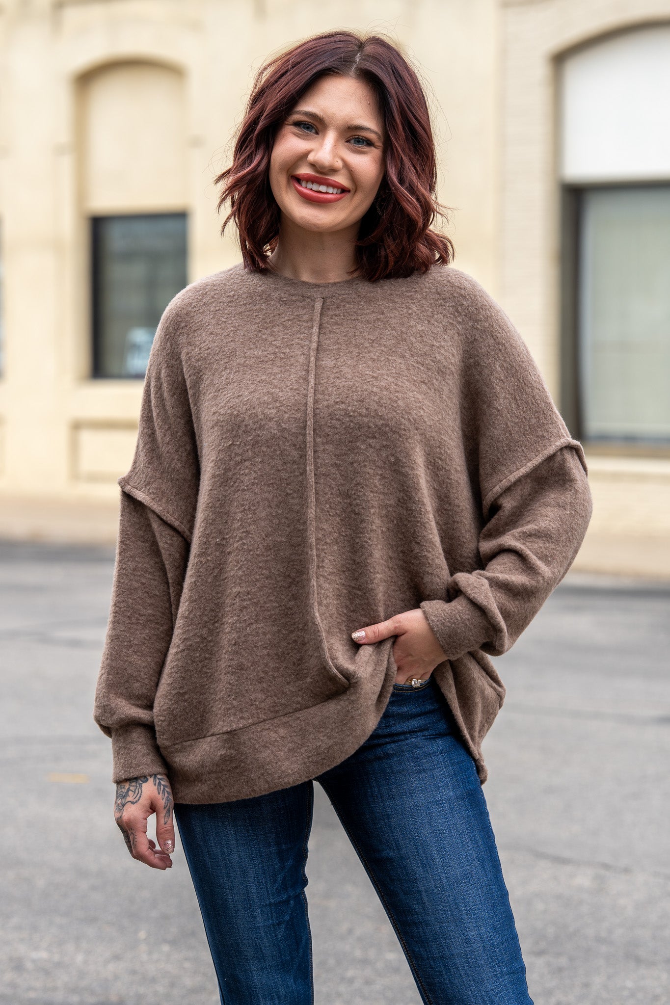 Plush Ease Mocha Pullover