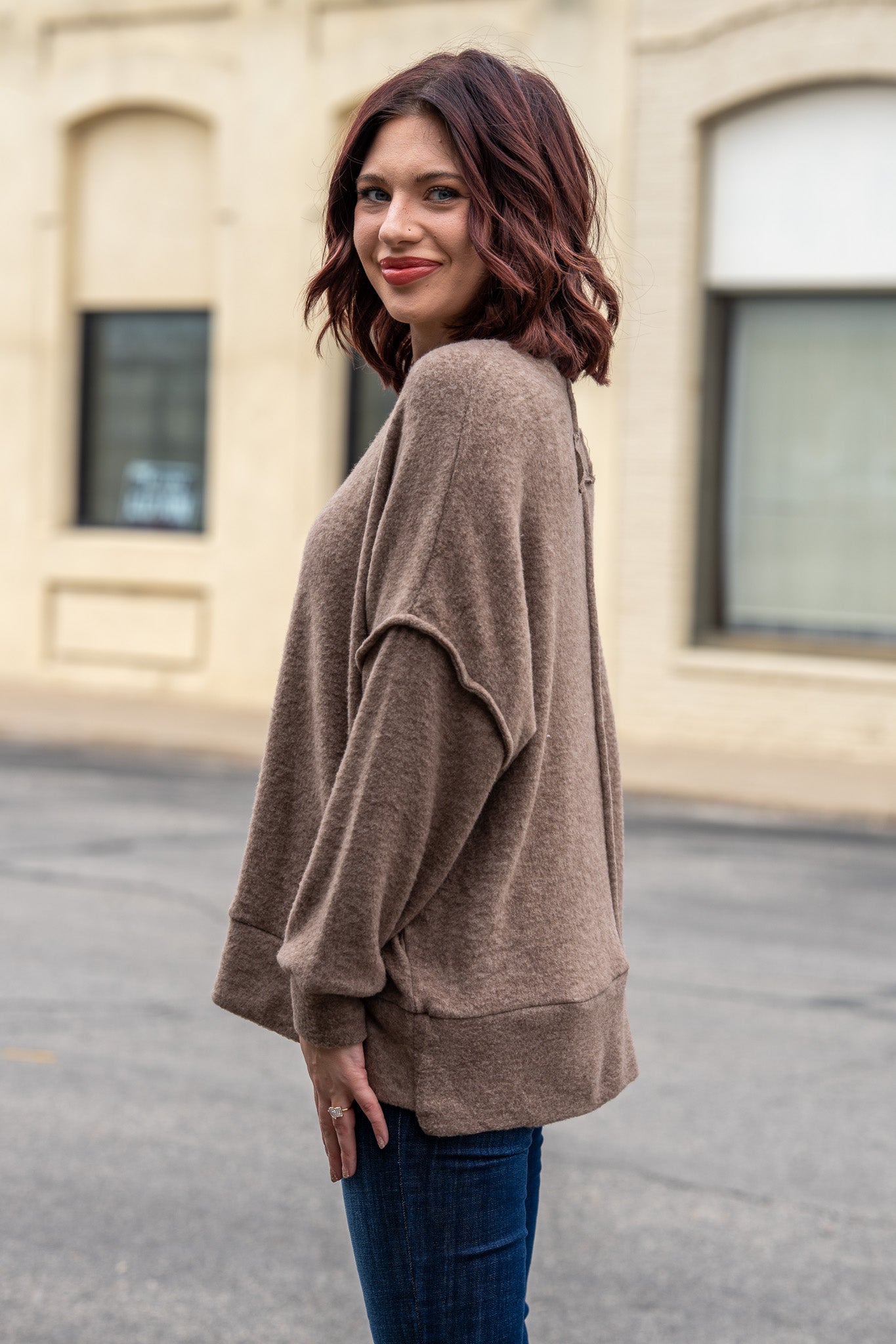 Plush Ease Mocha Pullover