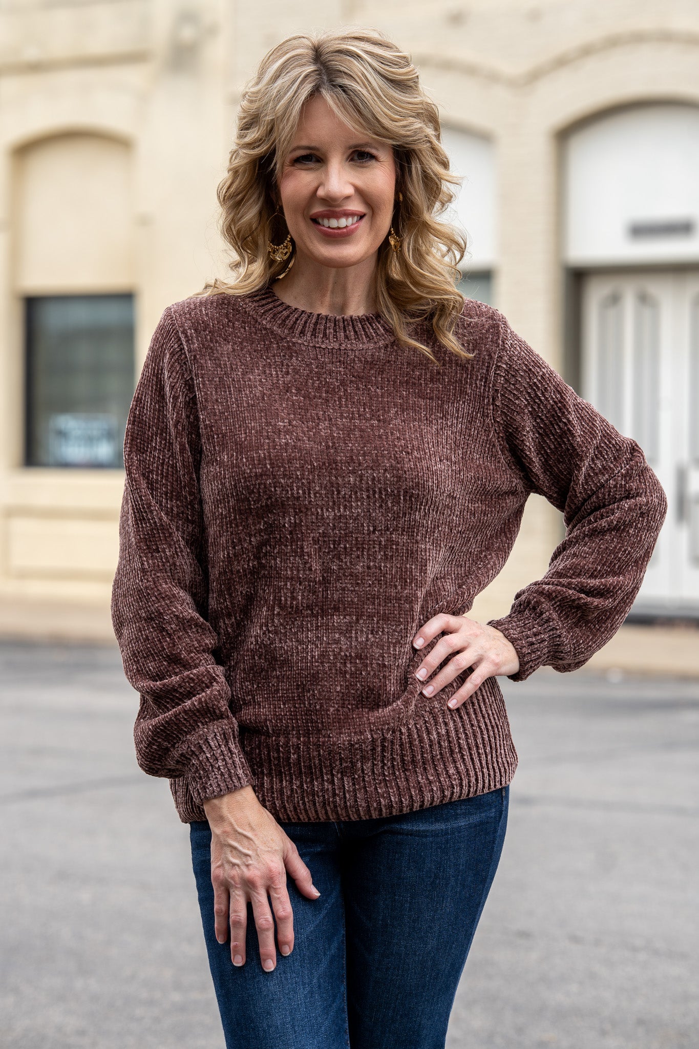 Cozy Up Brown Chenille Sweater