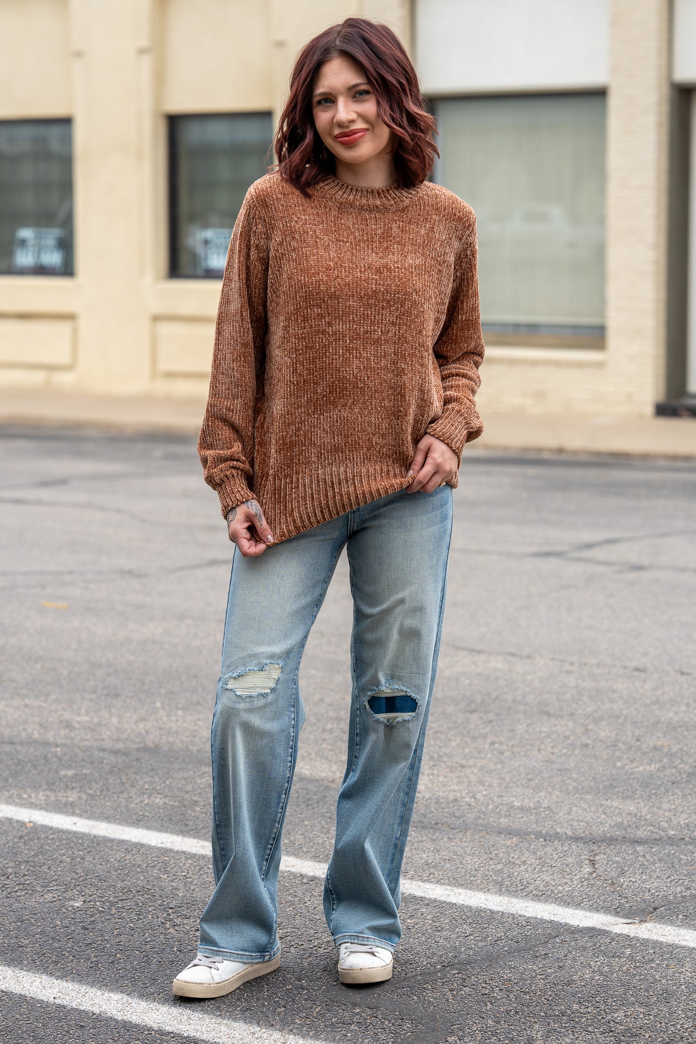 Cozy Up Camel Chenille Sweater