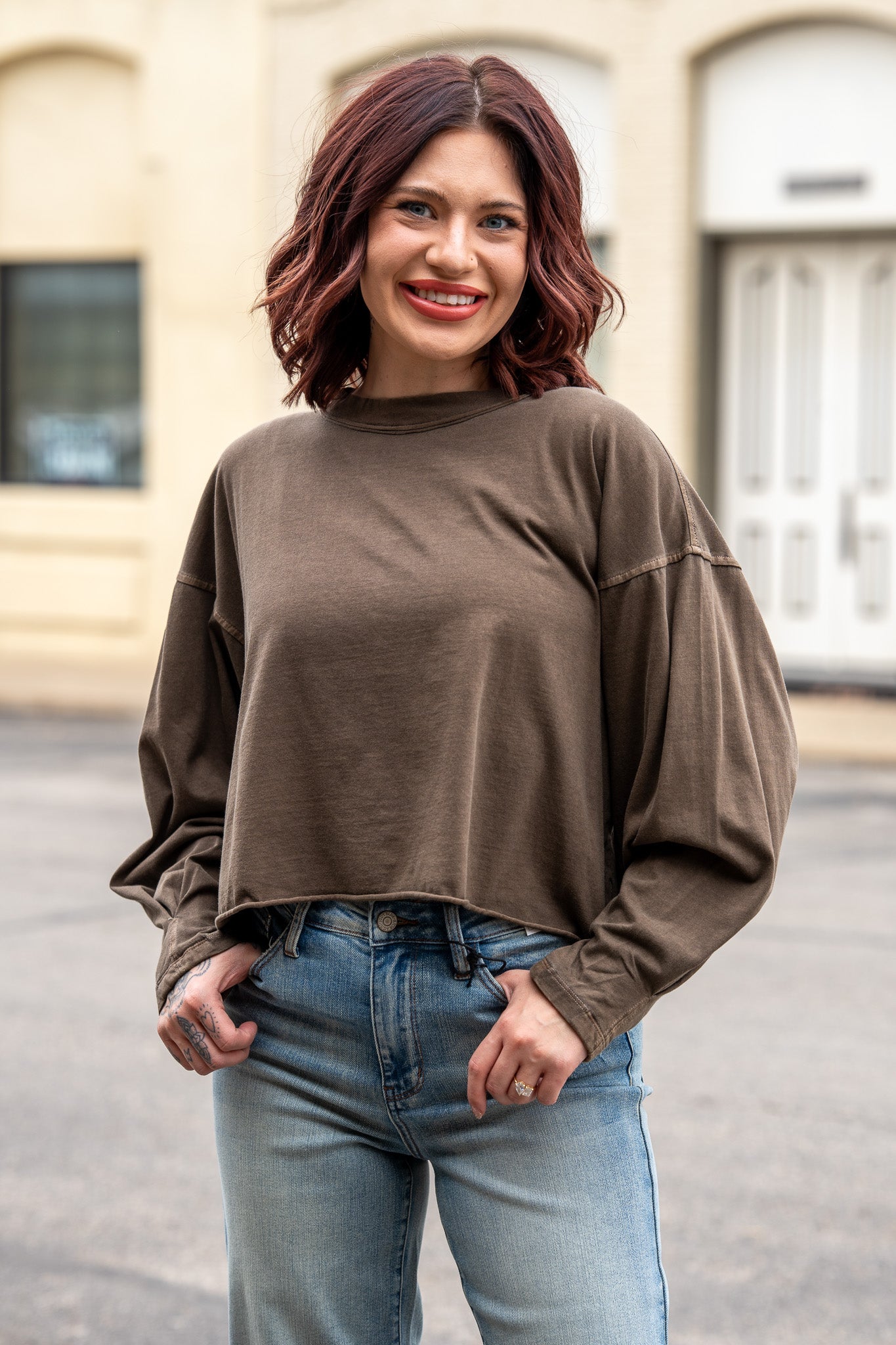Everyday Ease Brown Boxy Tee
