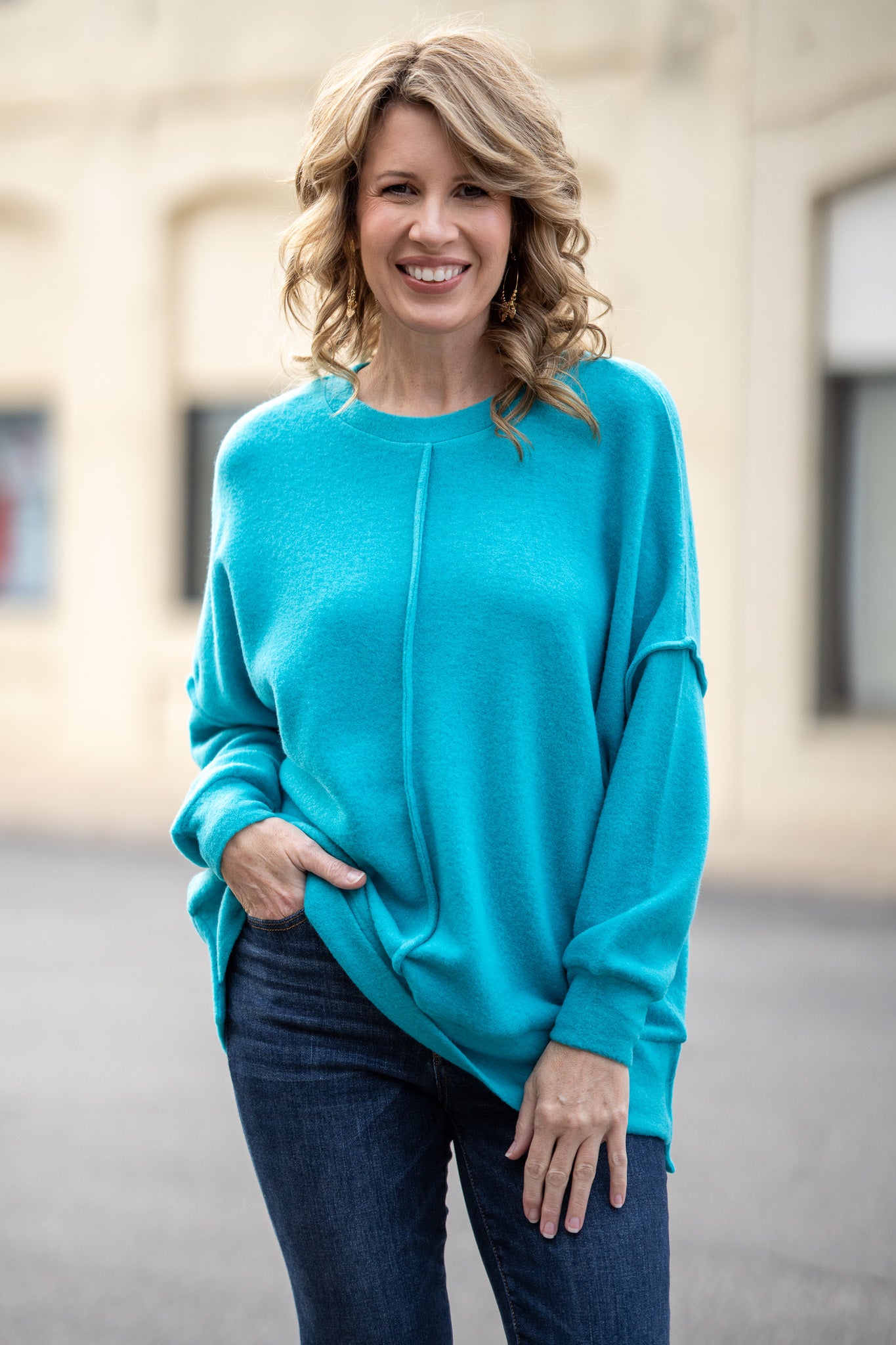 Plush Ease Teal Pullover