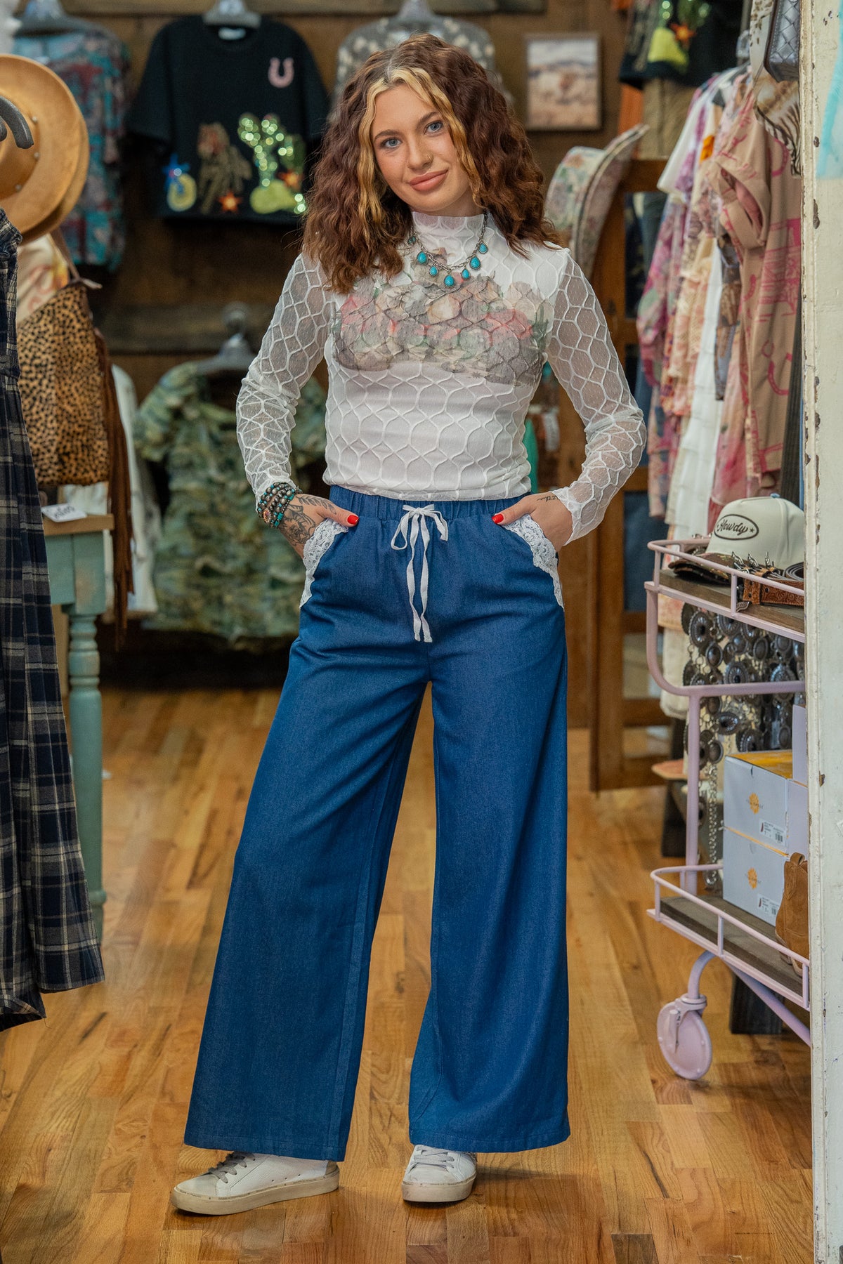 Lynette Lace Denim Pants