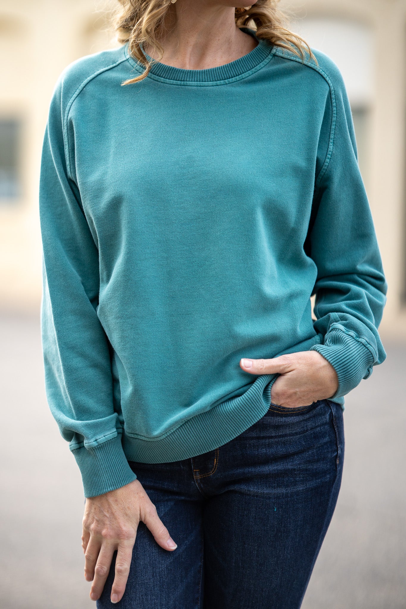 The Soft Stretch Dusty Teal Pullover