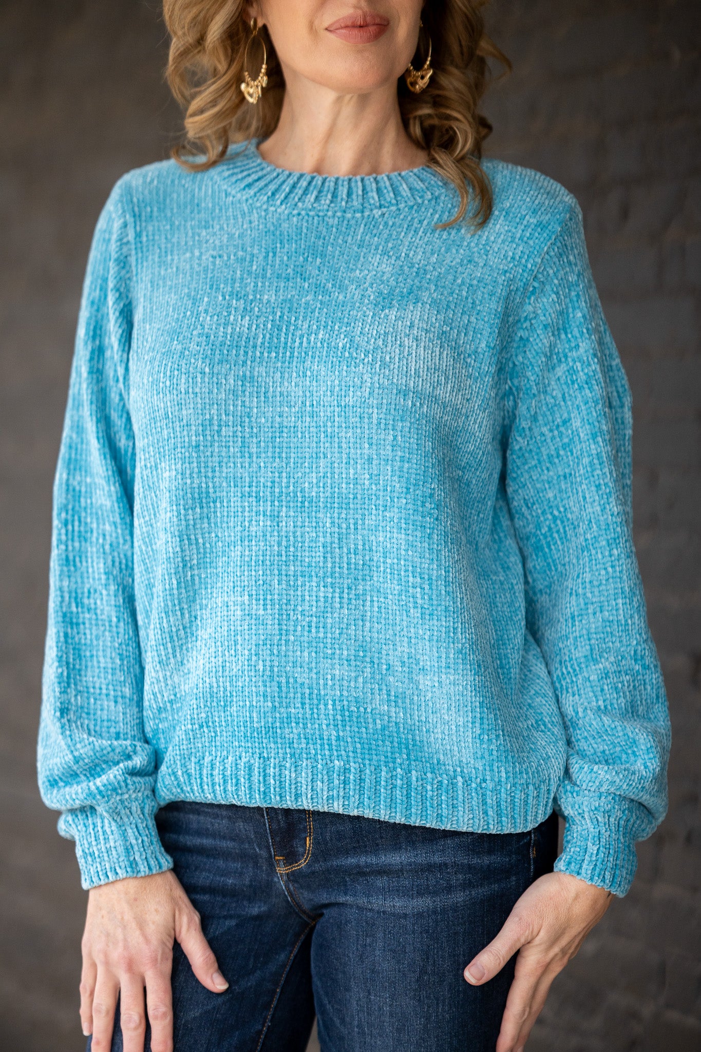 Cozy Up Teal Chenille Sweater