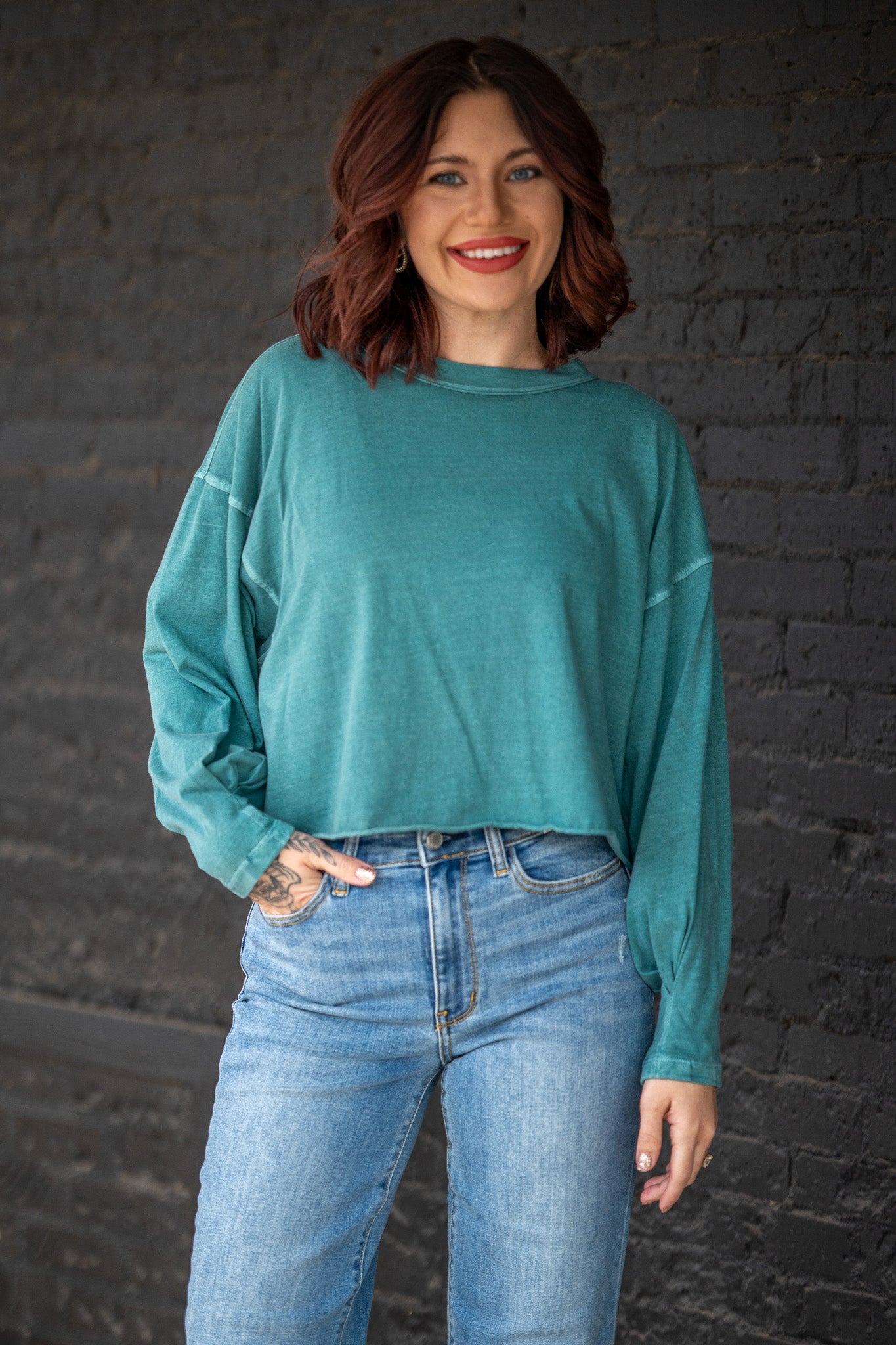 Everyday Ease Teal Boxy Tee