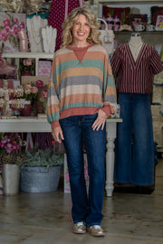 Autumn Stripes Waffle Wave Top