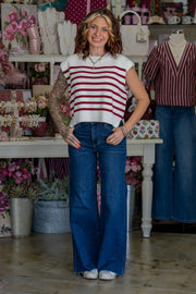 Erica Cabernet Striped Sweater