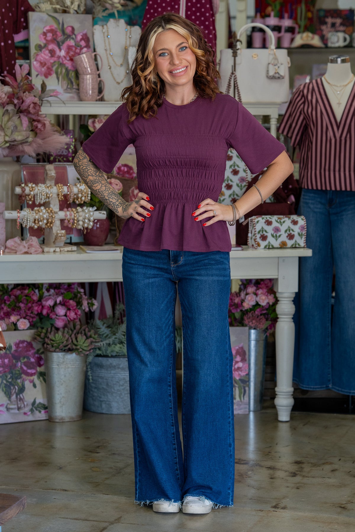Emmalyn Plum Fitted Top