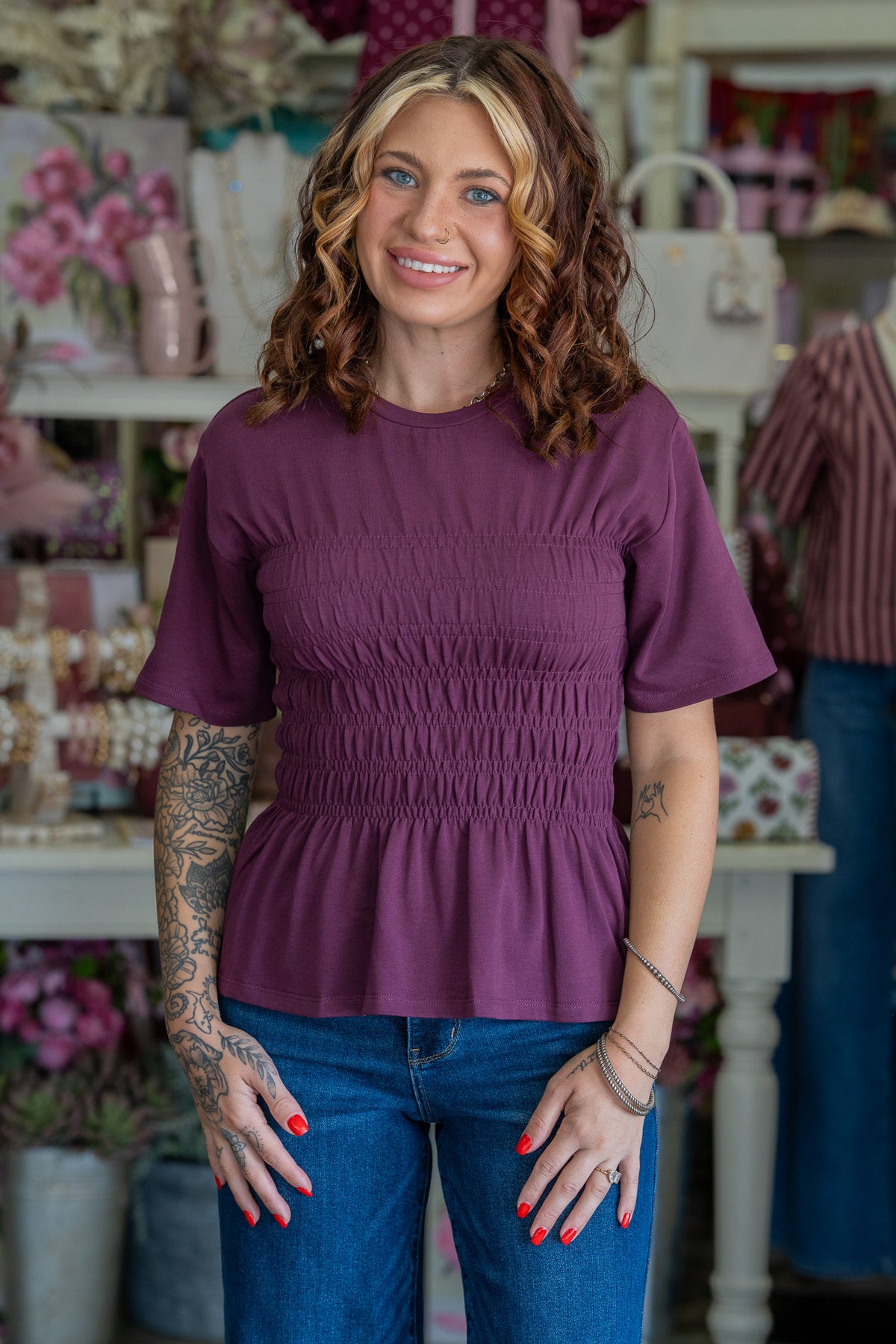 Emmalyn Plum Fitted Top