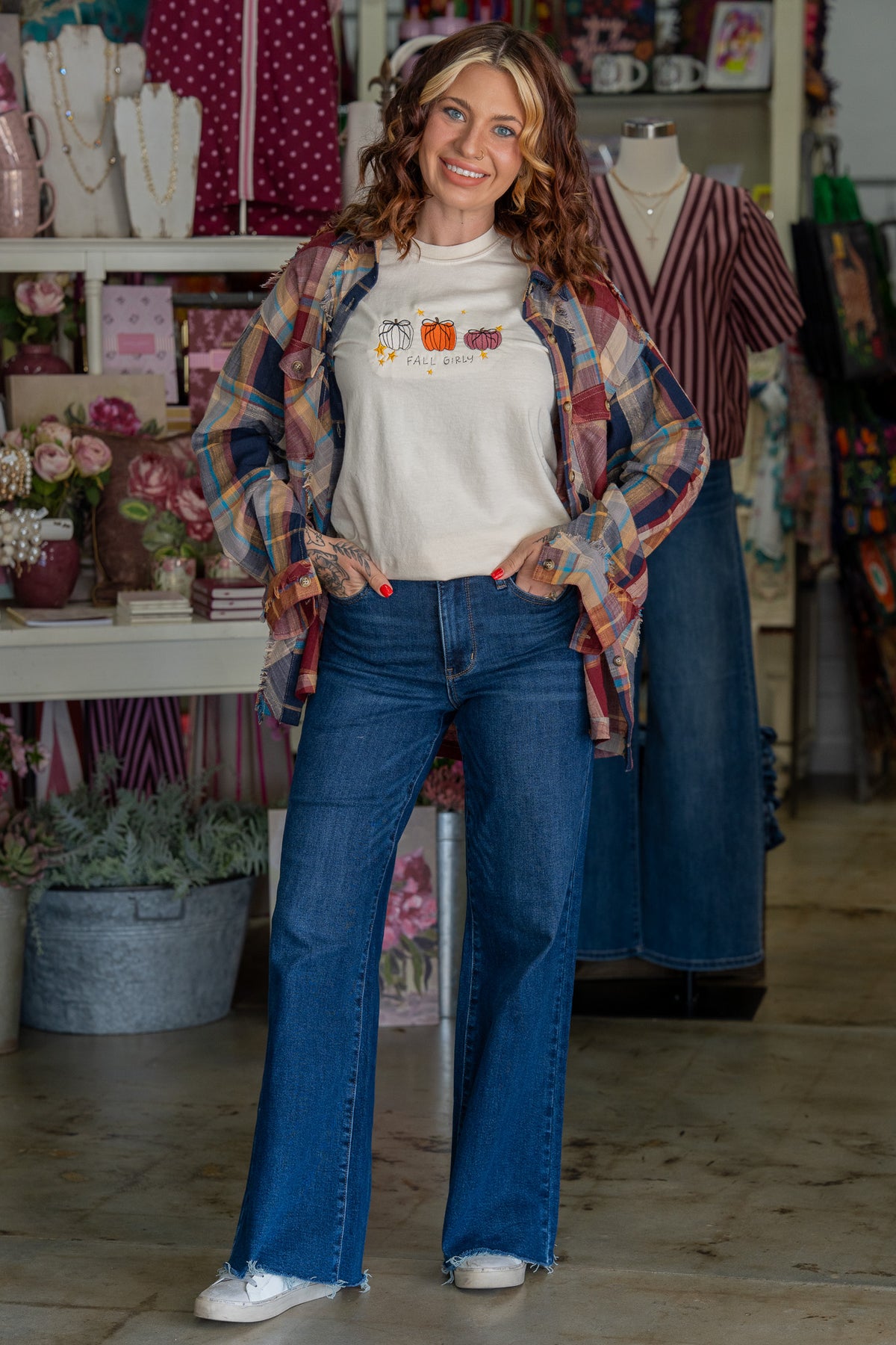 Fall Girly Embroidered Tee