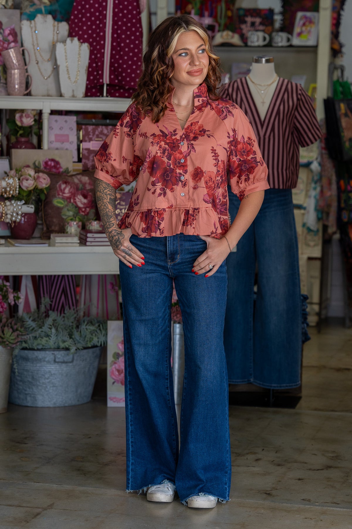 Blissful Floral Ruffle Top