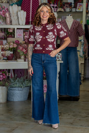 Jennifer Wine Cardigan
